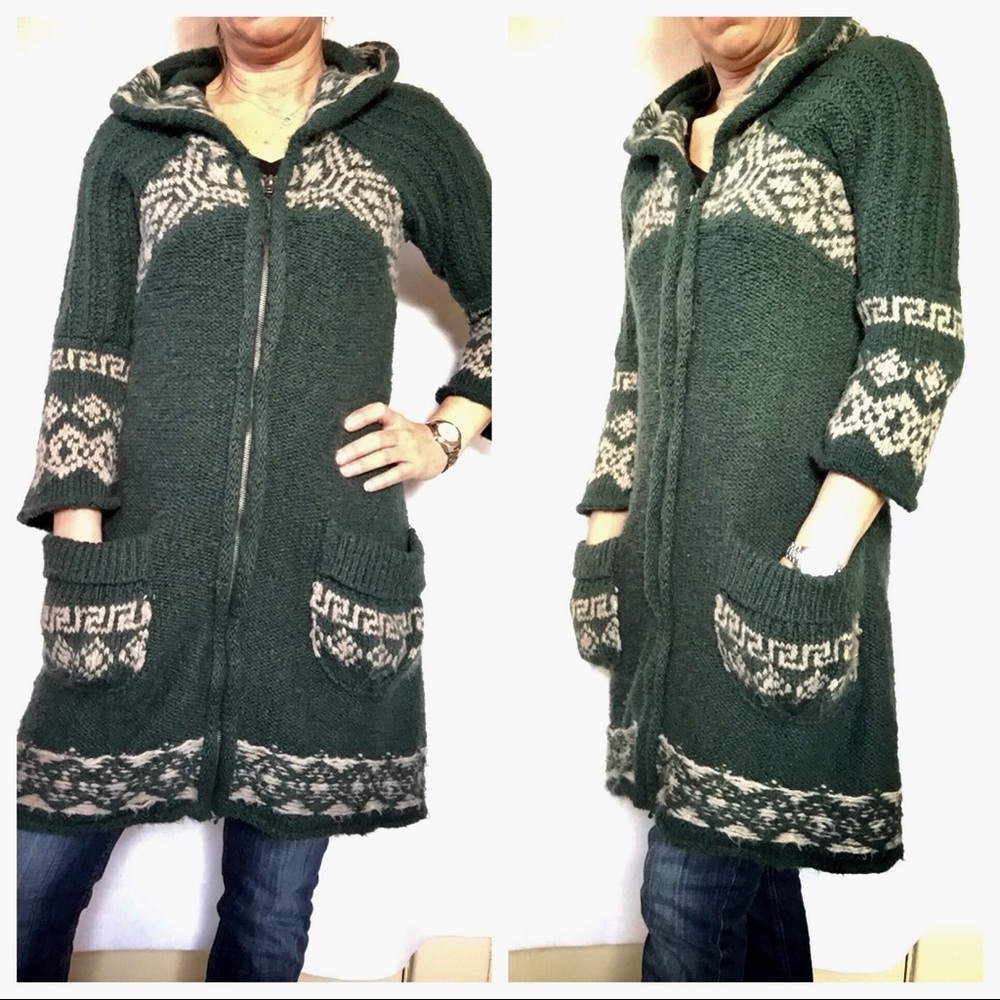Free People Chunky Fuzzy Boho Duster Zip Sz S